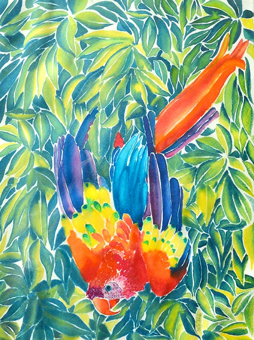 Aquarell-Malerei Papagei