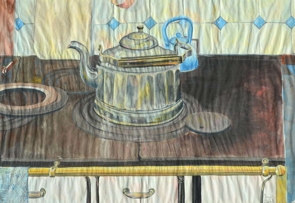 Aquarell-Malerei Teekessel