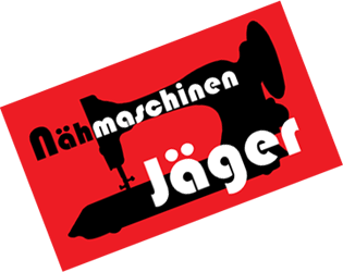 Grafik Logo Nähmaschinen Jäger schwarz weiss rot